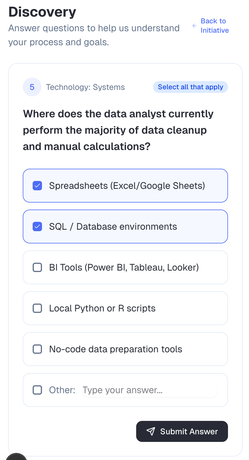 AI-Powered Discovery interface
